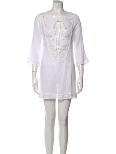 Pre-owned Miguelina Lace Pattern Mini Dress In Neutral