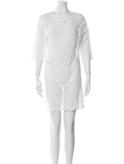 Pre-owned Miguelina Lace Pattern Mini Dress In Neutral
