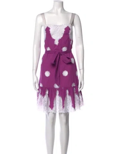 Pre-owned Miguelina Lace Pattern Mini Dress In Pink