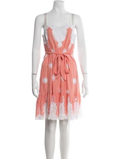 Pre-owned Miguelina Lace Pattern Mini Dress In Pink