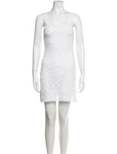 Pre-owned Miguelina Lace Pattern Mini Dress W/ Tags In White