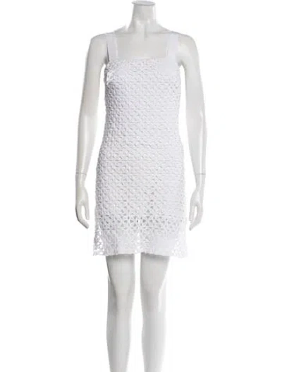 Pre-owned Miguelina Lace Pattern Mini Dress In White