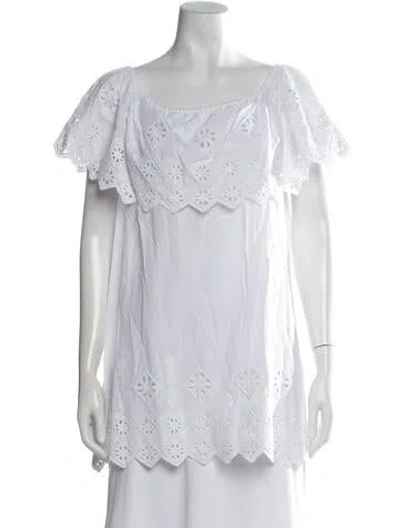 Pre-owned Miguelina Lace Pattern Mini Dress In White