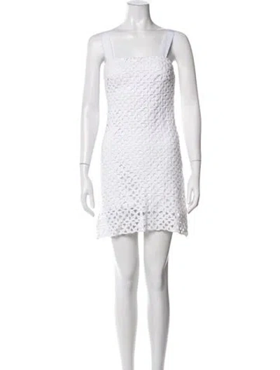 Pre-owned Miguelina Lace Pattern Mini Dress In White