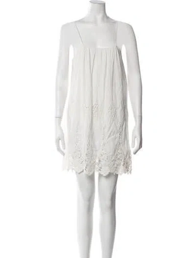 Pre-owned Miguelina Lace Pattern Mini Dress In White