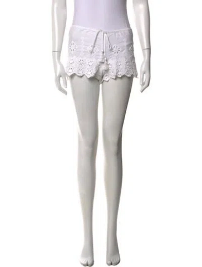 Pre-owned Miguelina Lace Pattern Mini Shorts In White