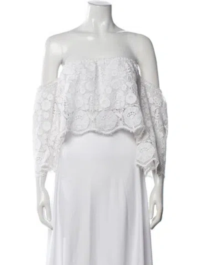 Pre-owned Miguelina Lace Pattern Off-the-shoulder Top In Multi
