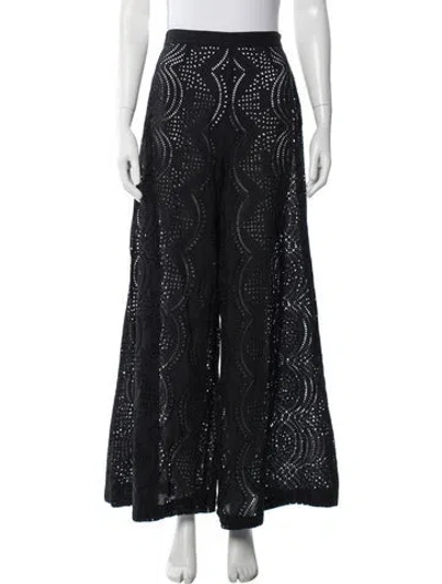 Pre-owned Miguelina Lace Pattern Pants In Black