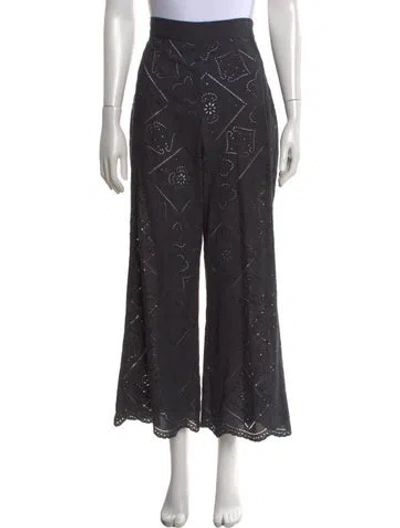 Pre-owned Miguelina Lace Pattern Wide Leg Pants In Gray