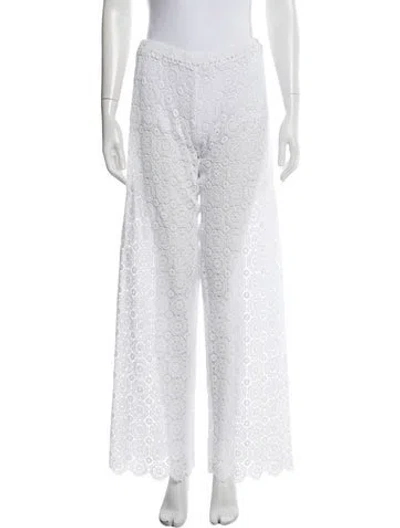 Pre-owned Miguelina Lace Pattern Wide Leg Pants W/ Tags In White