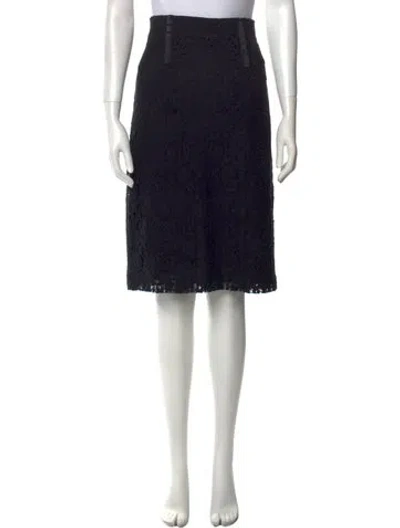 Pre-owned Miguelina Lace Trim Embellishment Knee-length Skirt In Black