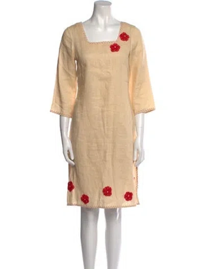 Pre-owned Miguelina Linen Knee-length Dress In Neutral