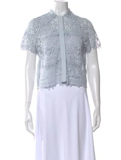 Pre-owned Miguelina Linen Lace Pattern Blouse W/ Tags In White