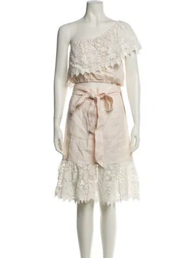 Pre-owned Miguelina Linen Lace Pattern Skirt Set In Neutral