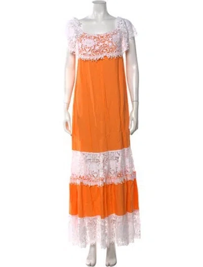 Pre-owned Miguelina Linen Long Dress In Orange