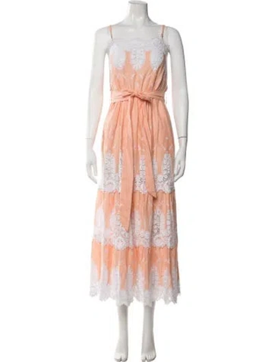 Pre-owned Miguelina Linen Long Dress In Pink