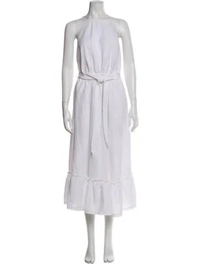 Pre-owned Miguelina Linen Long Dress In White