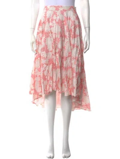 Pre-owned Miguelina Linen Long Skirt In Pink