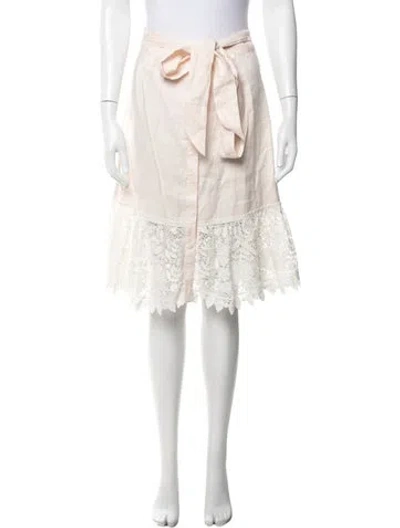 Pre-owned Miguelina Linen Midi Length Skirt In Neutrals
