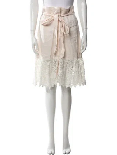 Pre-owned Miguelina Linen Midi Length Skirt In Neutrals