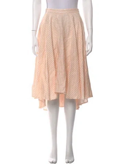 Pre-owned Miguelina Linen Midi Length Skirt In Orange
