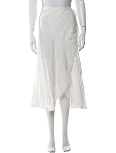 Pre-owned Miguelina Linen Midi Length Skirt In White