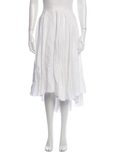 Pre-owned Miguelina Linen Midi Length Skirt In White