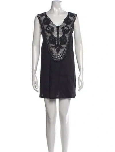 Pre-owned Miguelina Linen Mini Dress In Black
