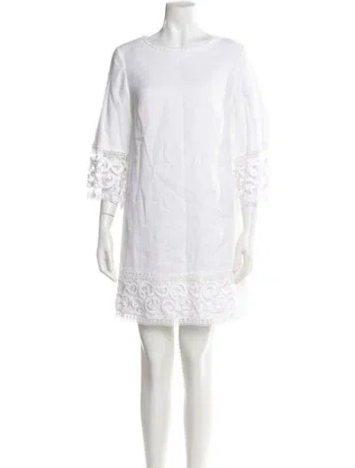Pre-owned Miguelina Linen Mini Dress In Neutral