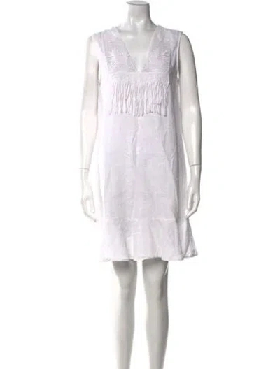 Pre-owned Miguelina Linen Mini Dress In Neutral