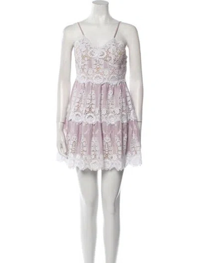 Pre-owned Miguelina Linen Mini Dress In Purple