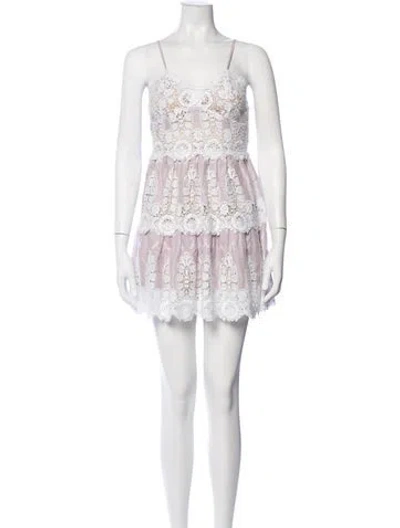 Pre-owned Miguelina Linen Mini Dress In Purple