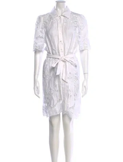 Pre-owned Miguelina Linen Mini Dress In White