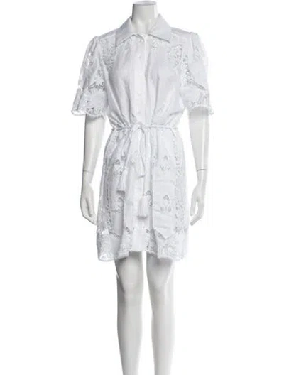 Pre-owned Miguelina Linen Mini Dress In White