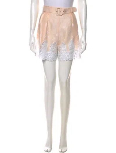 Pre-owned Miguelina Linen Mini Shorts In Neutral