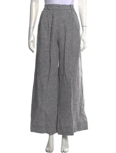 Pre-owned Miguelina Linen Wide Leg Pants In Grey