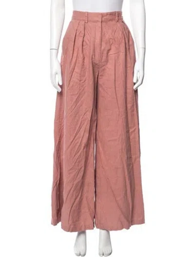 Pre-owned Miguelina Linen Wide Leg Pants In Pink