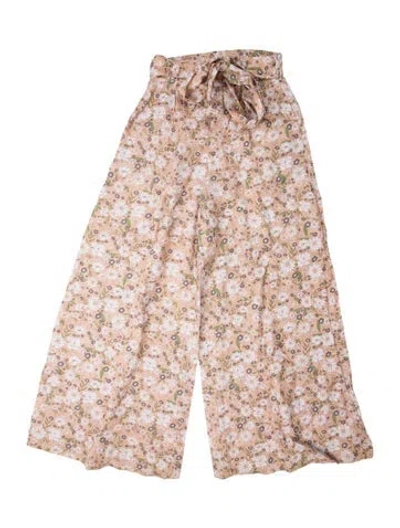 Pre-owned Miguelina Linen Wide Leg Pants In Pink