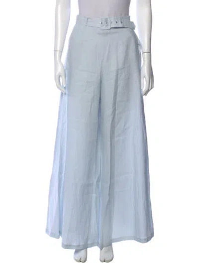 Pre-owned Miguelina Linen Wide Leg Pants W/ Tags In Blue