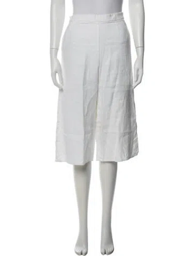 Pre-owned Miguelina Linen Wide Leg Pants In White