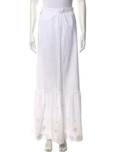 Pre-owned Miguelina Long Skirt In White