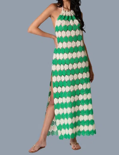 Miguelina Meena Two-tone Cosmos Flower Lace Dress In Matcha Latte In Green