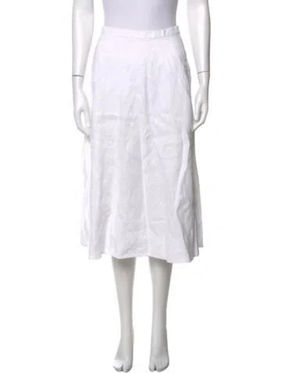 Pre-owned Miguelina Midi Length Skirt In White
