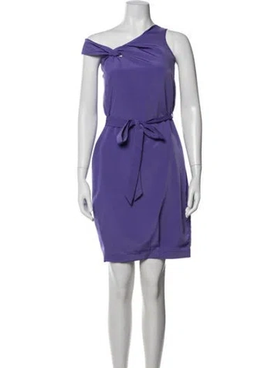 Pre-owned Miguelina Off-the-shoulder Knee-length Dress In Purple