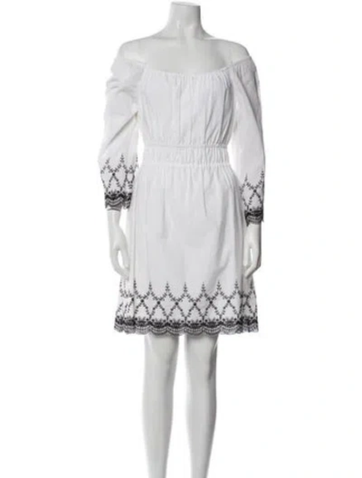 Pre-owned Miguelina Off-the-shoulder Mini Dress In White