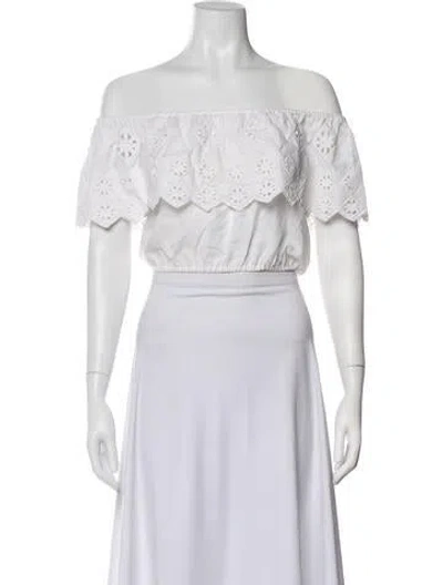 Pre-owned Miguelina Off-the-shoulder Short Sleeve Top In White