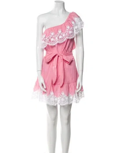 Pre-owned Miguelina One-shoulder Mini Dress In Pink