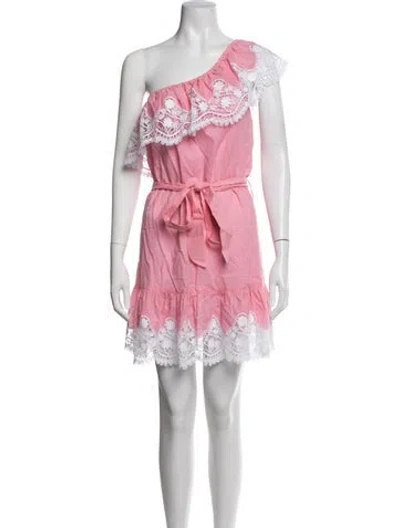 Pre-owned Miguelina One-shoulder Mini Dress In Pink