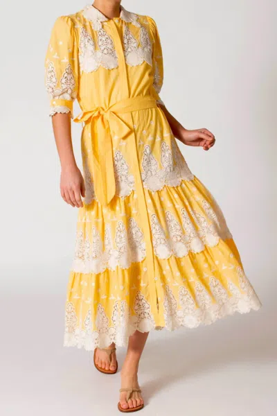 Miguelina Ophelia Hummingbird Shirt Dress In Bellini In Yellow