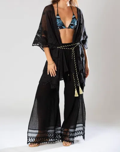 Miguelina Orion Cotton Gauze Beach Pants In Black